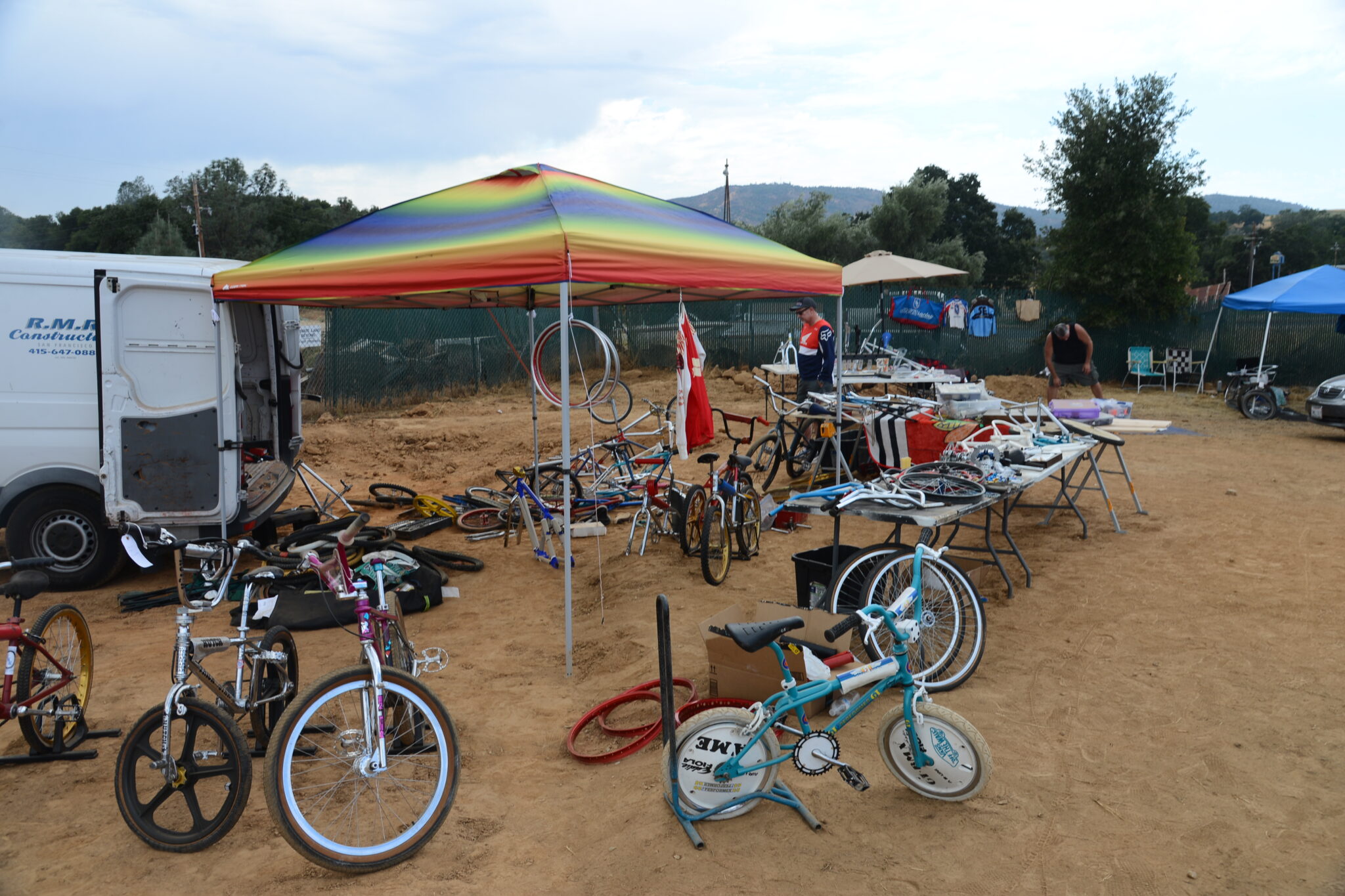 Swap meet booth at Frogtown Classic — vintage parts and memorabilia