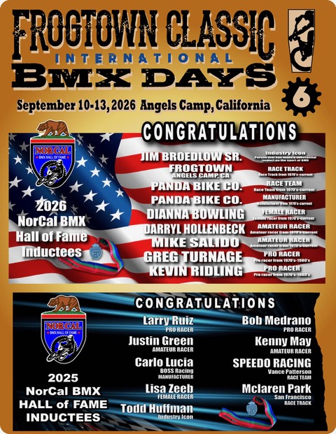 NorCal BMX Hall of Fame Class of 2026 inductees graphic